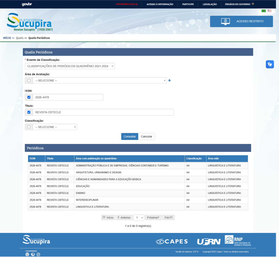 Revista CBTecLE - Qualis A4 Revista CBTecLE - Qualis A4